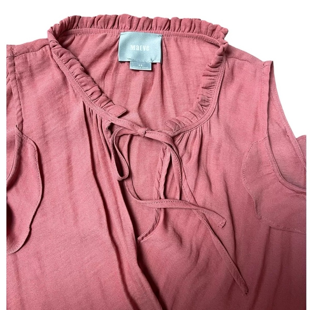 MAEVE Blouse Women XS Coral Cold Shoulder Wrap Front Liesel ANTHROPOLOGIE Top - Picture 3 of 12